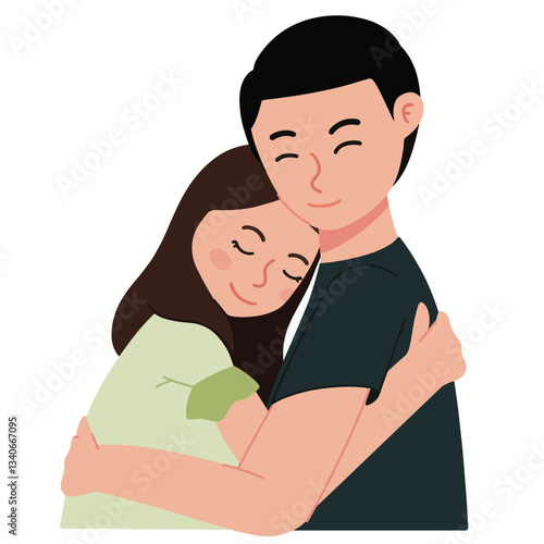hugging couple illustration