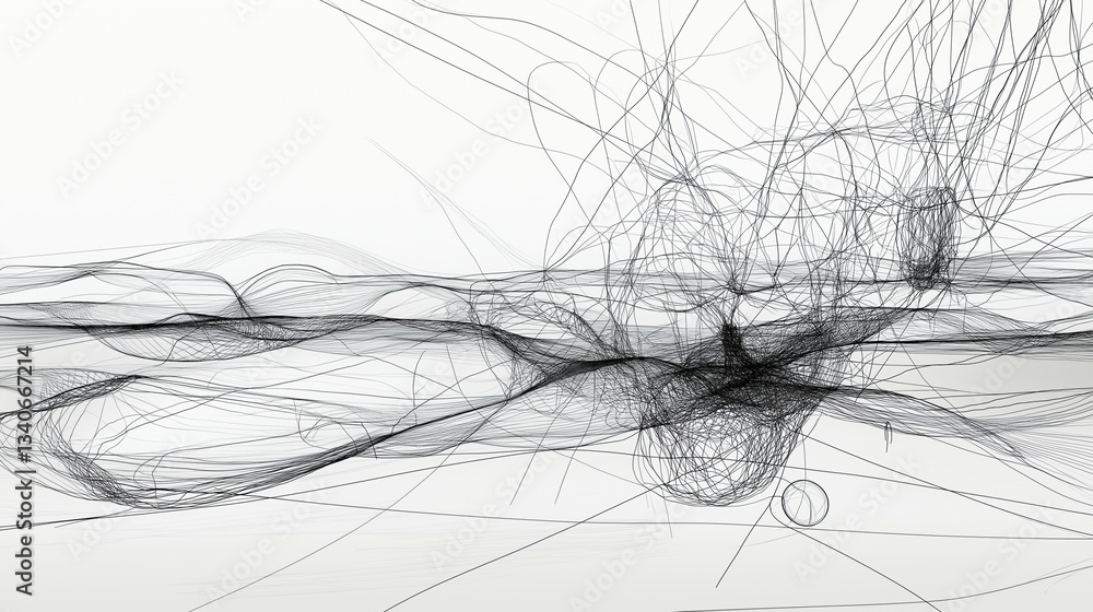 Black and white abstract digital art piece that appears to be made up of multiple lines and curves. the lines are arranged in a chaotic and chaotic manner, creating a sense of movement and energy. Black and white abstract digital art piece that appears to be made up of multiple lines and curves. the lines are arranged in a chaotic and chaotic manner, creating a sense of movement and energy.