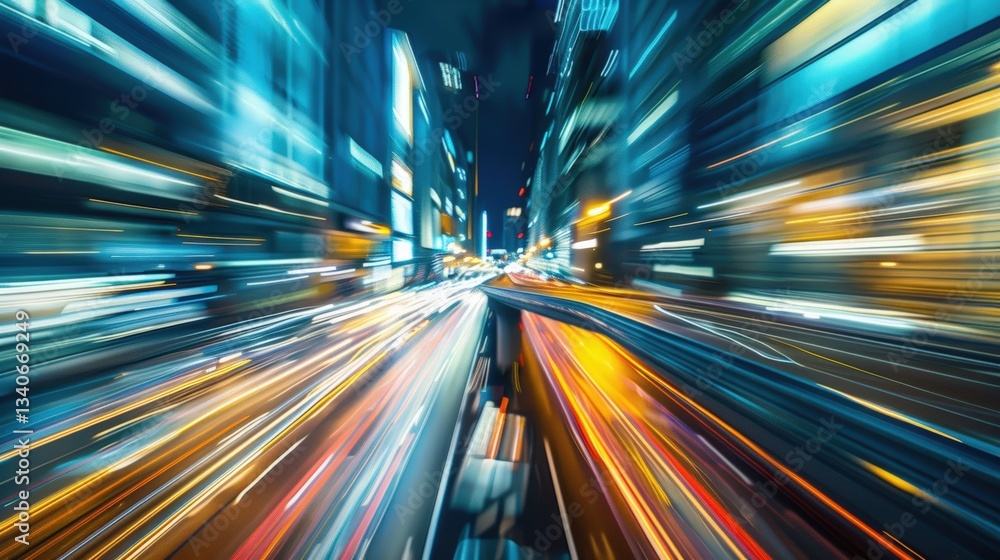 Vibrant city lights at night creating a dynamic atmosphere Vibrant city lights at night creating a dynamic atmosphere