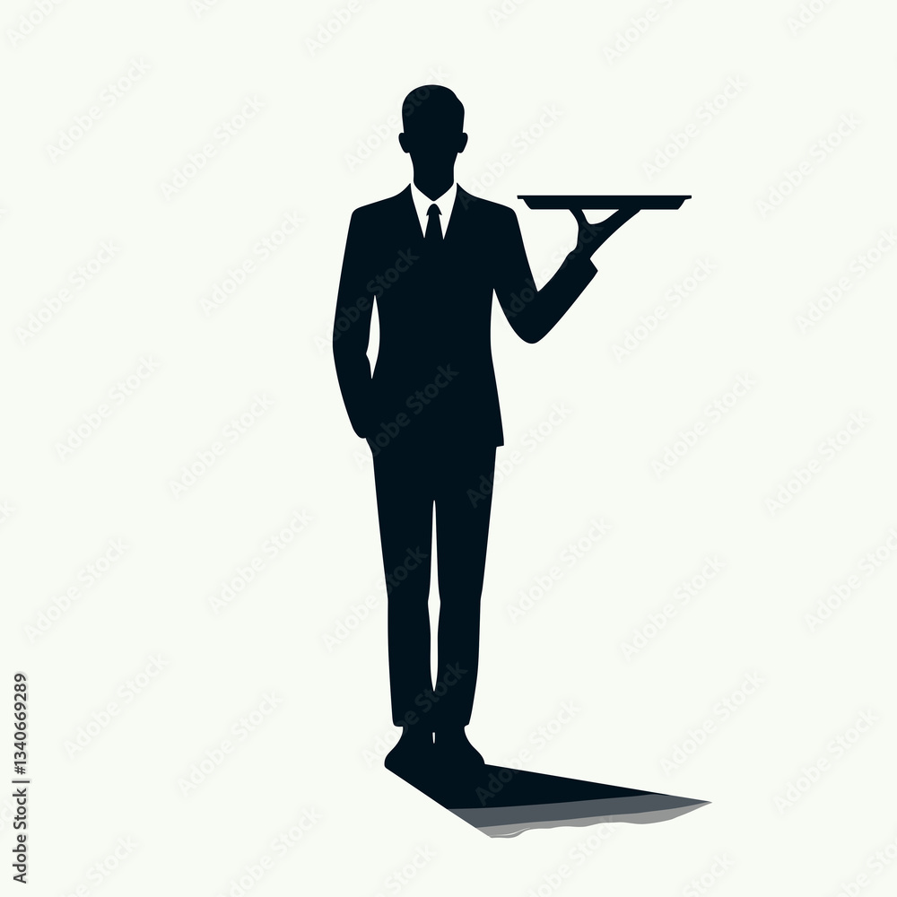 Obraz premium waiter silhouette thin lines flat colors