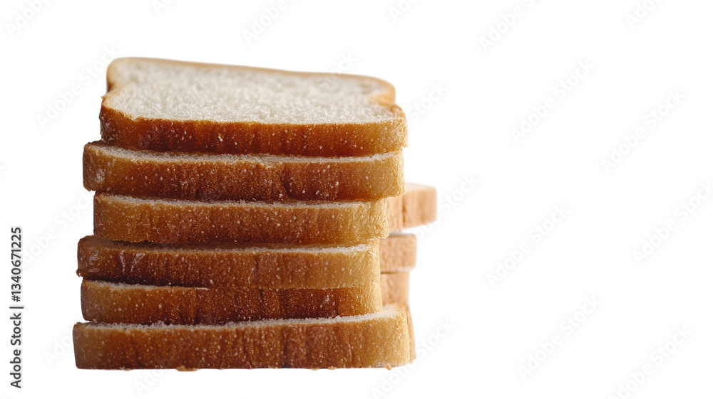 Slices of fresh bread stacked neatly on a plain background for culinary inspiration Slices of fresh bread stacked neatly on a plain background for culinary inspiration