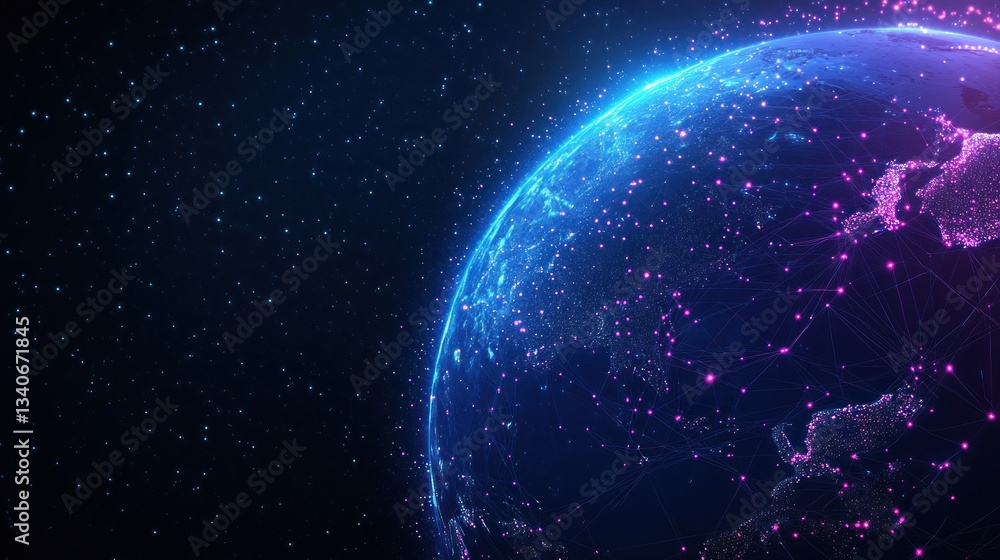 Obraz premium Global Network: A Digital Earth Visualization
