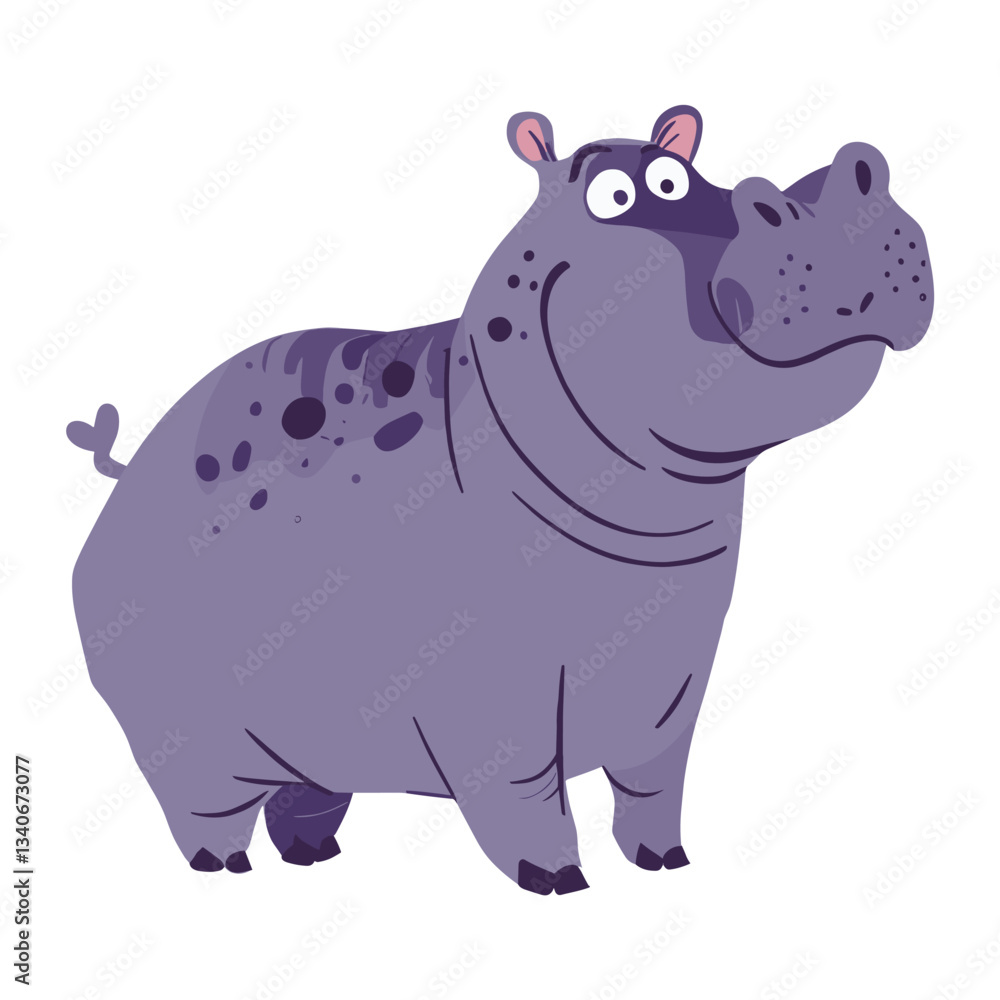Obraz premium Hippos in jungle animal set hippo illustration children's vector