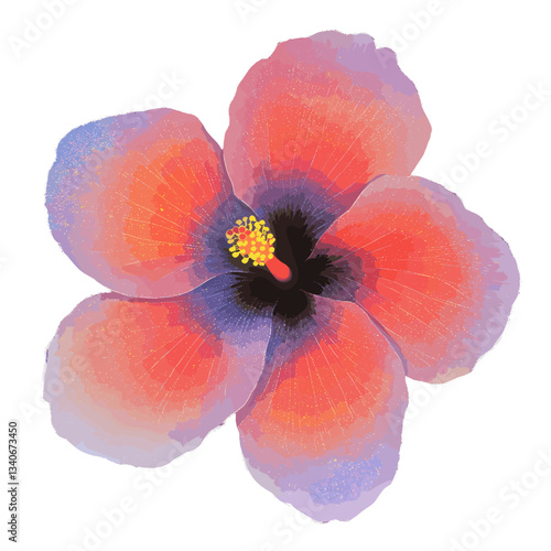 A pink hibiscus flower illustration botanical blossom vector