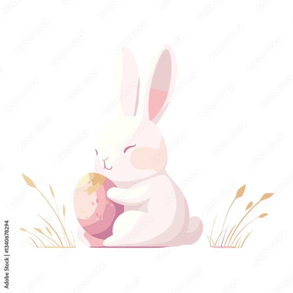 Obraz premium Easter egg rabbit bunny illustration vector