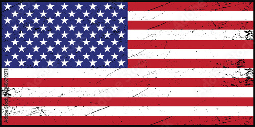 USA flag vector grunge illustration. American national symbol.