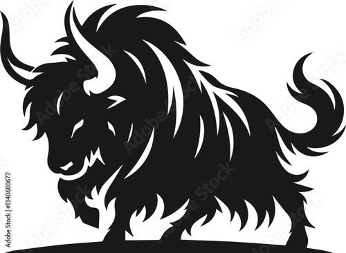 Wallpaper Mural Yak lowering its head as if ready to charge animal vector silhouette Torontodigital.ca