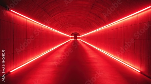 Red tunnel with a faraway v...