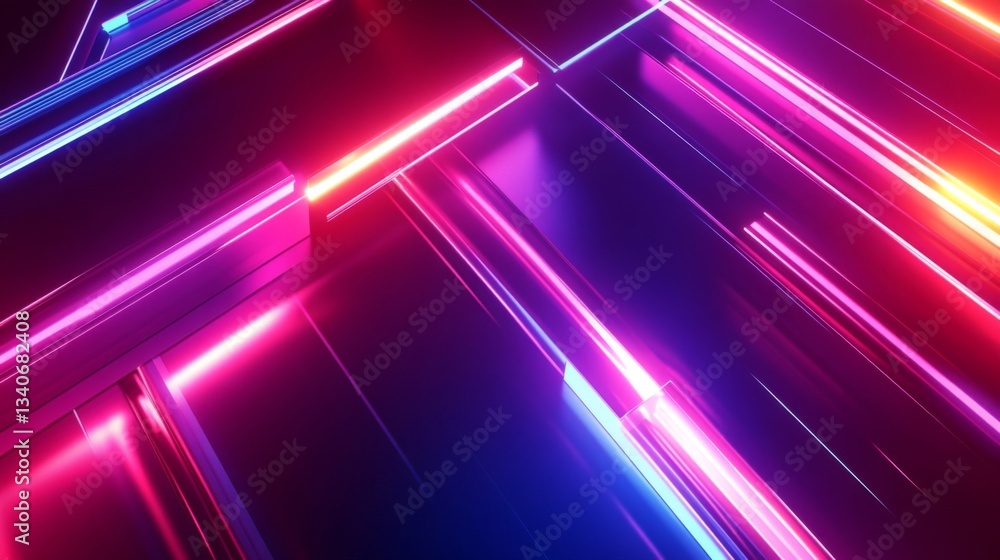 Abstract Neon Geometric Shapes with Pink Blue and Red Glowing Lines Abstract Neon Geometric Shapes with Pink Blue and Red Glowing Lines