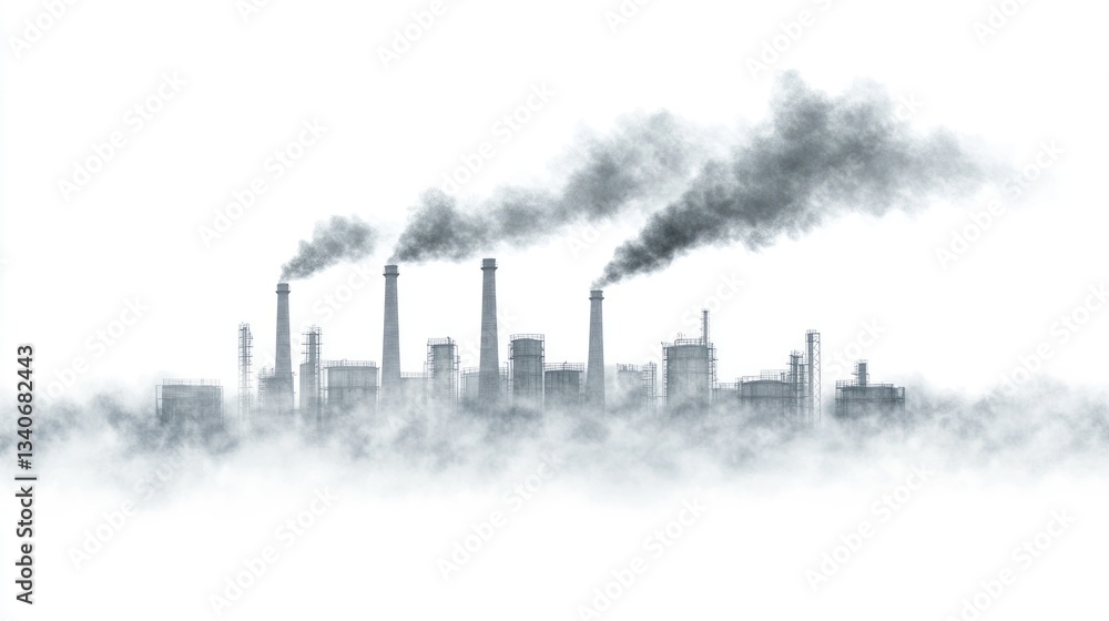 Fototapeta premium Industrial Pollution: A Factory's Smoky Haze