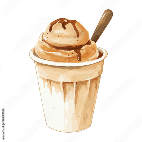 Espresso Ice-cream cup illustration watercolor vector