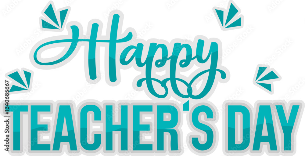 Happy Teacher Day Text With Decoration Sticker Happy Teacher Day Text With Decoration Sticker