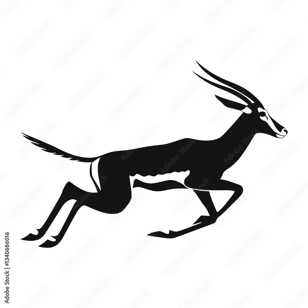 Obraz premium Antelope jumping silhouette antelope illustration wildlife vector