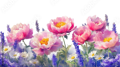 Wallpaper Mural Elegant Botanical Illustrations of  Peony Torontodigital.ca