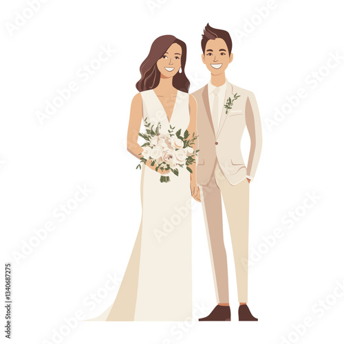 LGBT groom wedding illustration bride vector