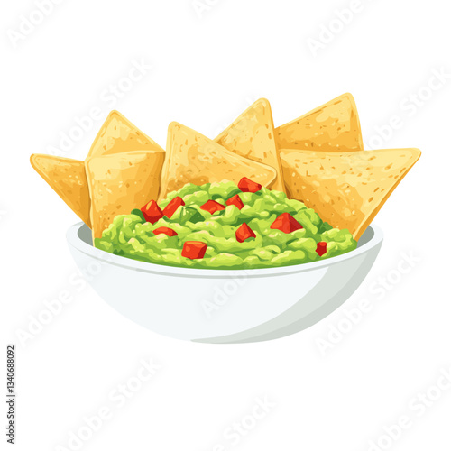 Guacamole with tortilla chips guacamole food appetizer vector