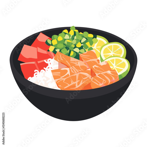 Poke bowl illustration vector food vector