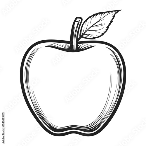 Simple apple linear art illustration drawing vector