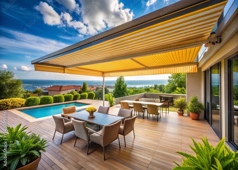 Retractable Awning: Waterproof Polyester Shade for Patio & Terrace Retractable Awning: Waterproof Polyester Shade for Patio & Terrace