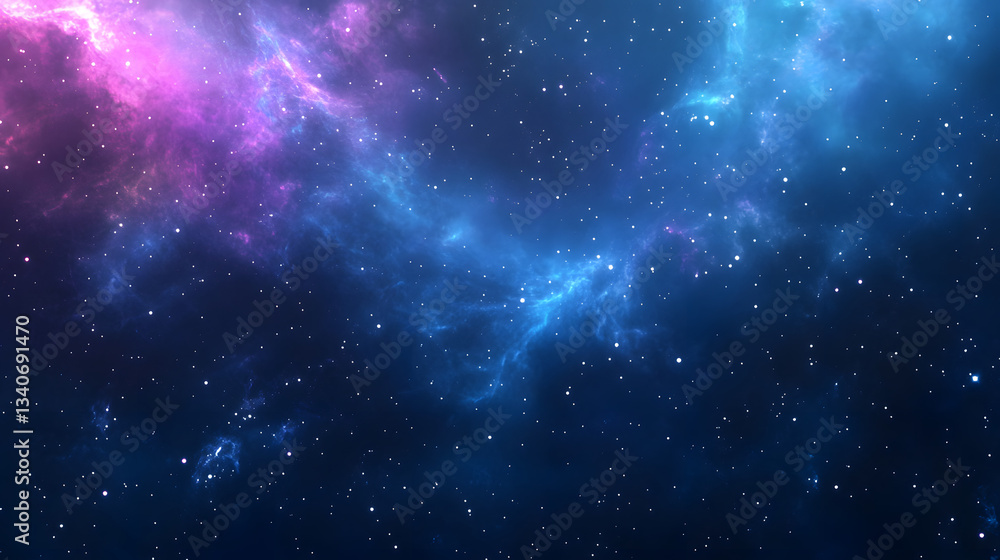 Fototapeta premium Stunning blue and purple galaxy background with stars. Space background.