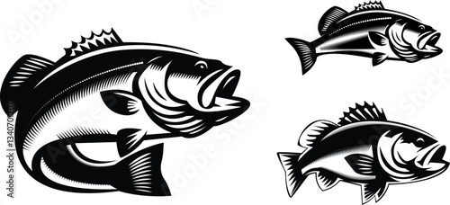 simple silhouette of bass fish