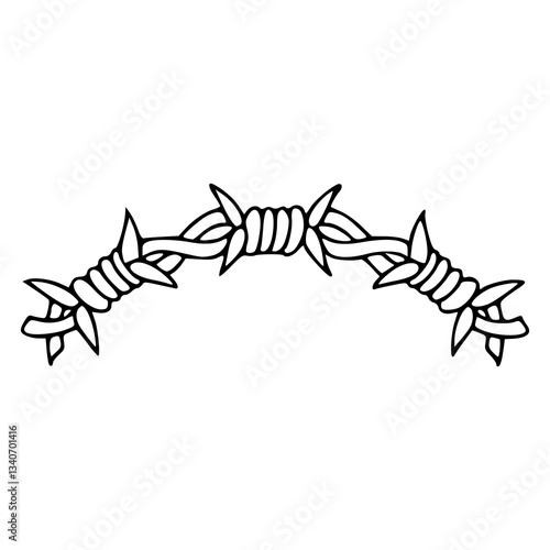 curved barbed wire vector illustration