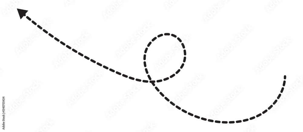 Long squiggle dashed, dotted line arrow vector icon. long dotted arrow icon vector illustration. Dashed lines. Direction, way or pointer. Black hand drawn wavy curve dotted arrow icon vector. Long squiggle dashed, dotted line arrow vector icon. long dotted arrow icon vector illustration. Dashed lines. Direction, way or pointer. Black hand drawn wavy curve dotted arrow icon vector.