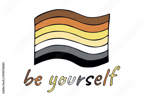 Colorful Bear brotherhood pride flag Happy pride day LGBTQ community Pride Month Vector hand drawn doodle for posters, stickers, logo, cards