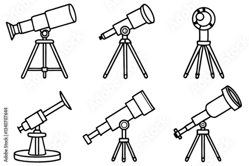 Telescope line art your guide to cosmic adventures.eps