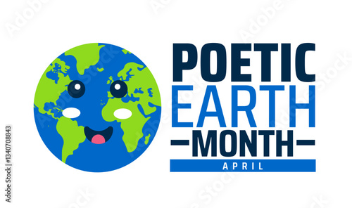 Poetic Earth Month background banner or poster design template. observed every year in  April. Holiday concept. Use to any Template, card, poster, placard, template.