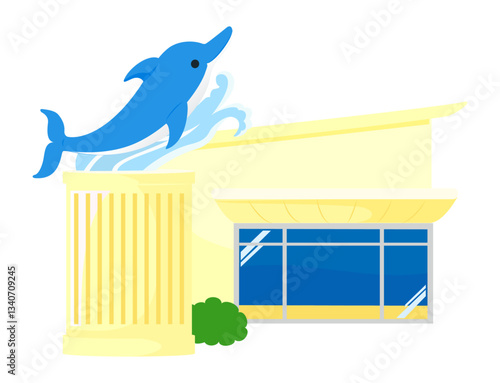 aquarium（水族館）のかわいいイラスト（ベクトルイラスト）