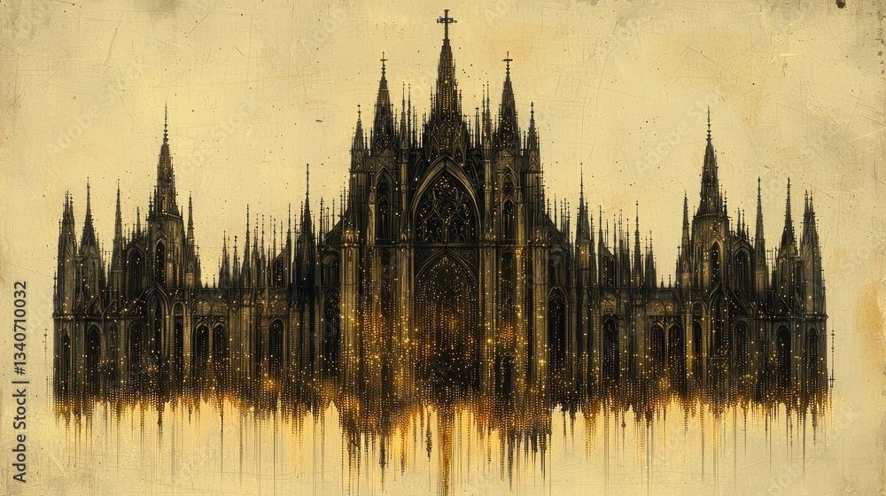 Obraz premium Glimmering Gothic Cathedral: A Digital Masterpiece