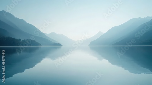A clean and modern full-page header featuring a high-resolution background image of a serene landscape with a minimalistic navigation bar and bold, white typography.