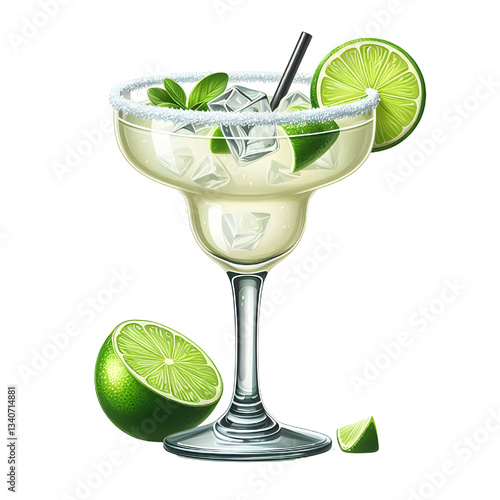 Margarita in a glass isolated on white background