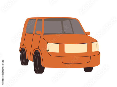 Offroad car, SUV, outdoor exterior view. Off-road vehicle. Automobile, travel transport with wheels, windscreen, windows, headlights. Flat graphic vector illustration isolated on white background