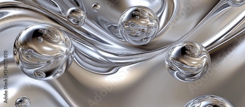 Shiny Silver Liquid Texture – Futuristic Metallic Abstract Background