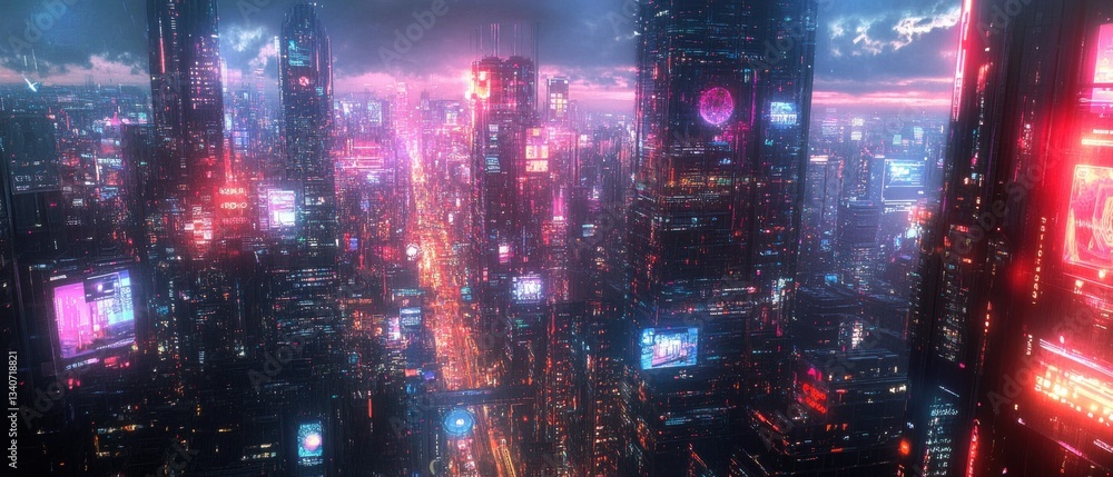 Futuristic Cityscape with Smart Technology and IoT Connections at Night Futuristic Cityscape with Smart Technology and IoT Connections at Night