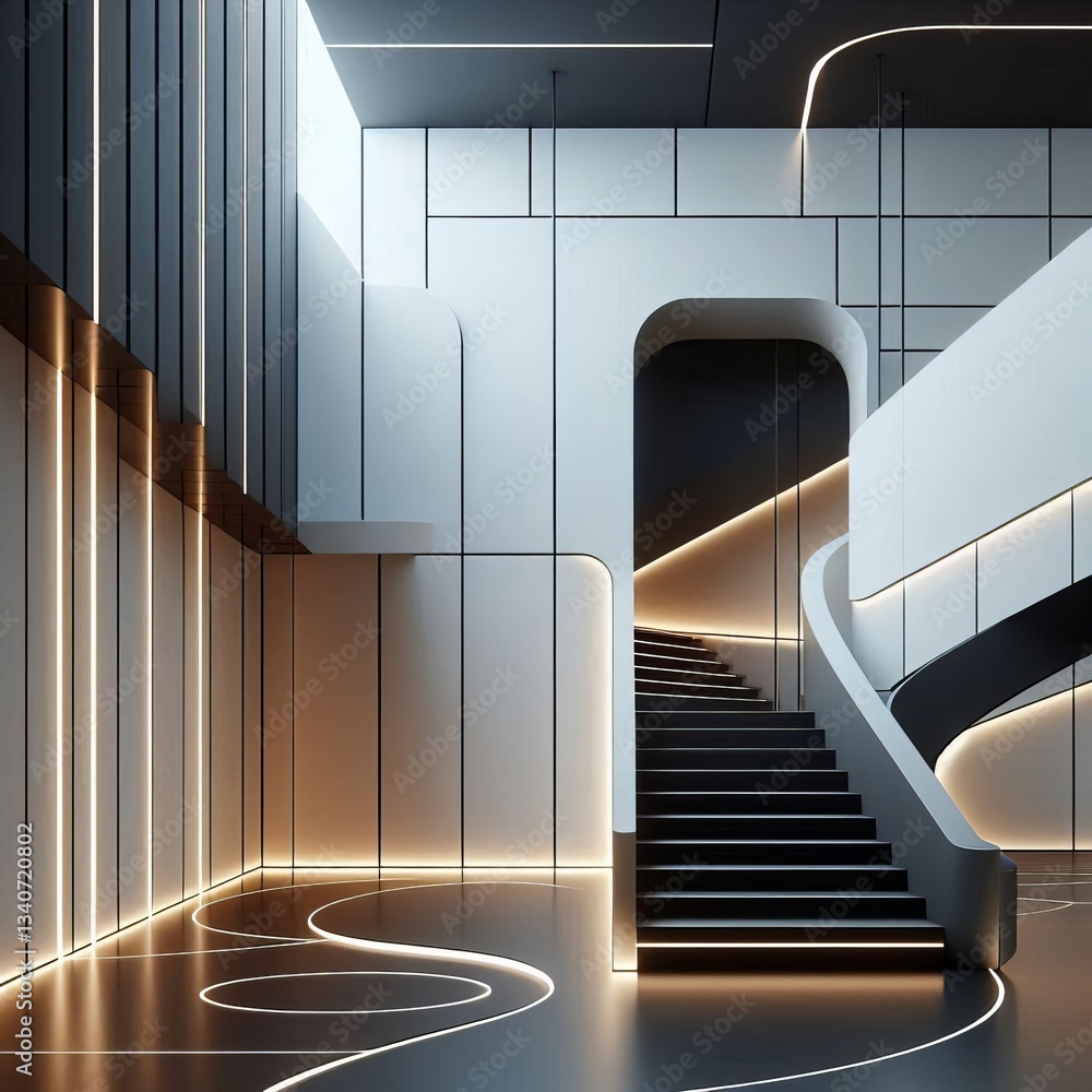 Fototapeta premium Clean lines and consistent color segments feel sleek