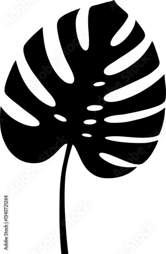 A Monstera or Adam's Rib leaf, silhouette style