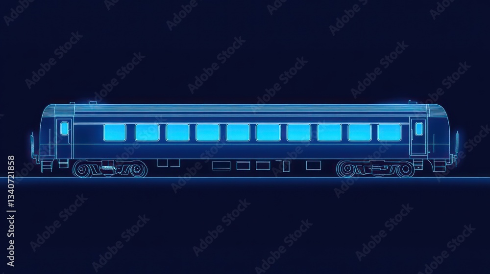 Digital Train Design, Night, Track, Blueprint Digital Train Design, Night, Track, Blueprint