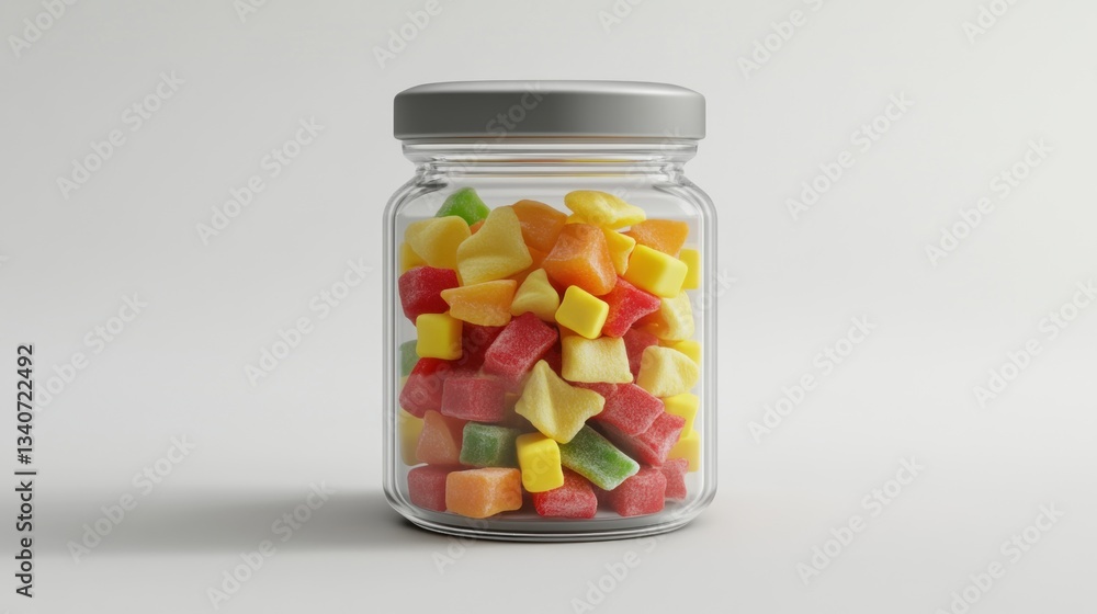 Colorful Candied Fruit in Glass Jar Colorful Candied Fruit in Glass Jar