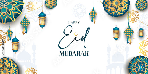 eid mubarak background with islamic ornament
