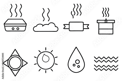 Thermal Conduction Line Art Basics of Heat Energy Movement.eps