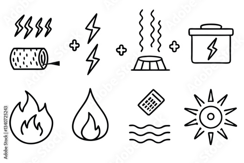 Thermal Conduction Line Art Understanding Heat Flow Mechanisms.eps