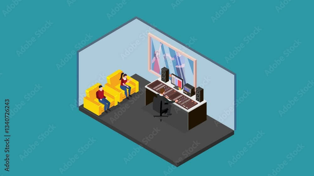 Recording Studio with Sound Engineer and Vocalists 3d animation cartoon Recording Studio with Sound Engineer and Vocalists 3d animation cartoon