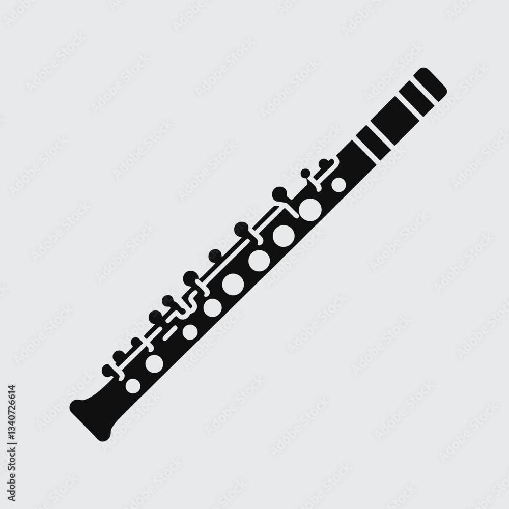 very simple flat and minimalist Flute silhouette in black on a white background very simple flat and minimalist Flute silhouette in black on a white background
