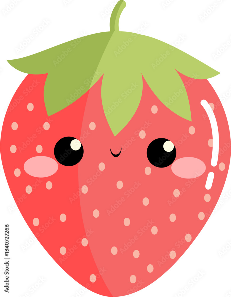 Obraz premium Cute kawaii strawberry fruit characters with faces vector hand drawn illustration 