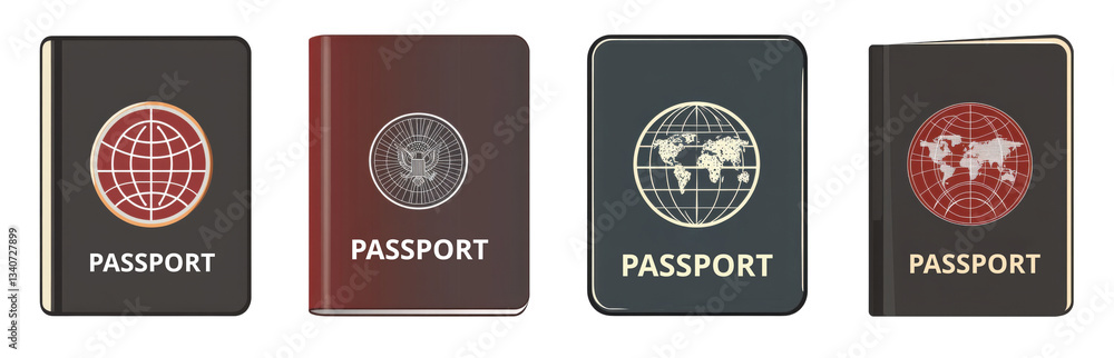 passport booklets set on transparent background passport booklets set on transparent background