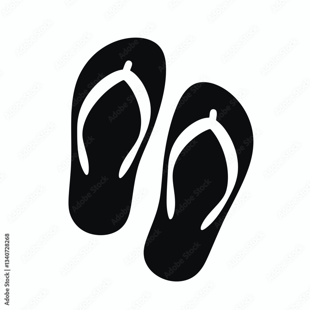 very simple flat and minimalist Flip Flops silhouette in black on a white background very simple flat and minimalist Flip Flops silhouette in black on a white background