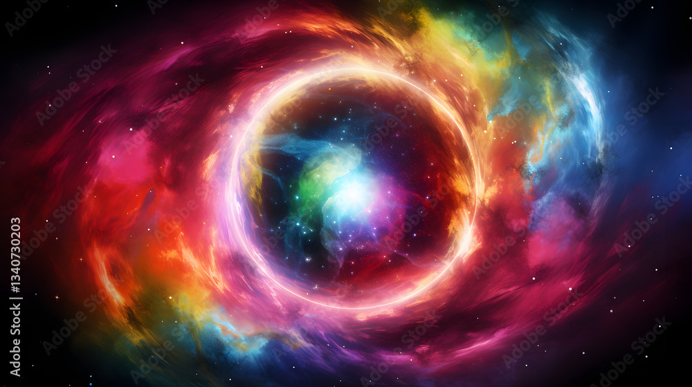 A vibrant and colorful galaxy set against a black background showcasing stars and cosmic matter in a mesmerizing astronomical display of light. A vibrant and colorful galaxy set against a black background showcasing stars and cosmic matter in a mesmerizing astronomical display of light.